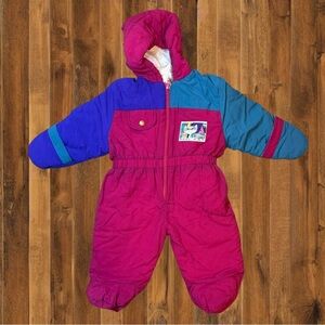 ❄️ Vintage 90s Colorblock Snowsuit – Size 9M | Retro Ski Suit | Made in Canada